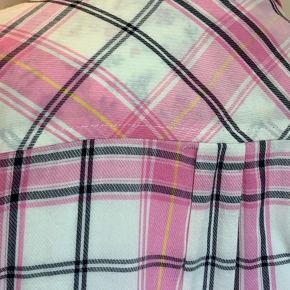 Talbots Pink white Soft Plaid Button Down Shirt sz M Perfect! - Picture 3 of 8